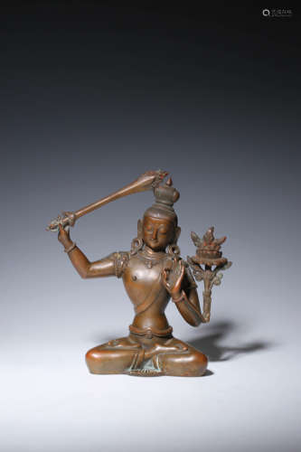 清 銅鎏金 利瑪文殊 菩薩像