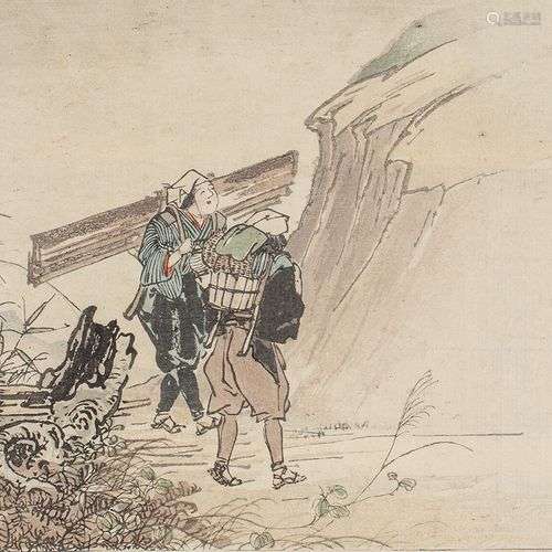 Estampe, figurant un paysan.Japon début XXe siècleH. 26,5 cm...
