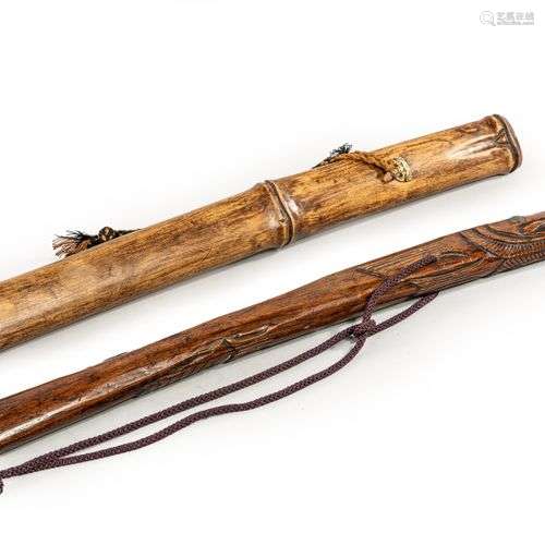 « Shoto » poignard en bois sculpté en forme de bambou.Japon ...