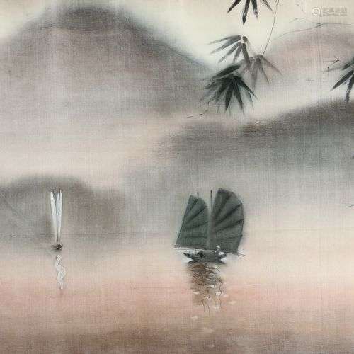Peinture sur soie.Vietnam XXe siècle47 x 57 cm
