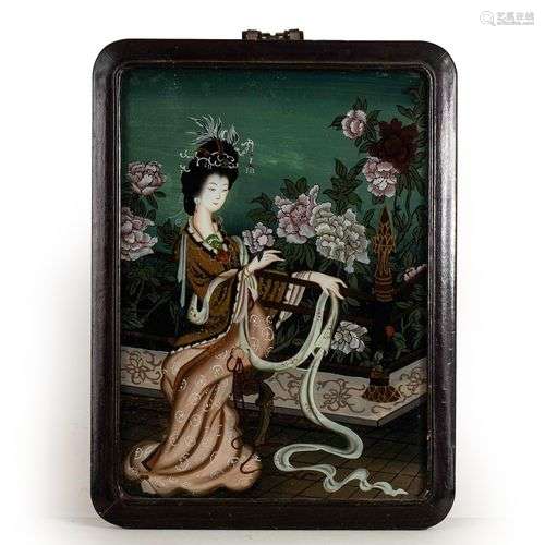 Peinture sous verre à décor de princesse.Chine début XXe siè...