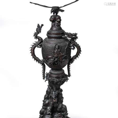 Brule parfum en bronze Chine 19èmeH. 115 cm