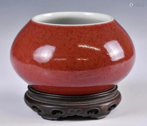 A Red Glaze Waterpot w/Stand 19th C