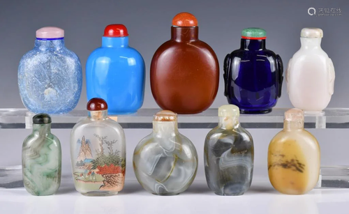 Ten Peking Glass Snuff Bottles