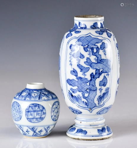 Two Blue and White Small Vases 18thC