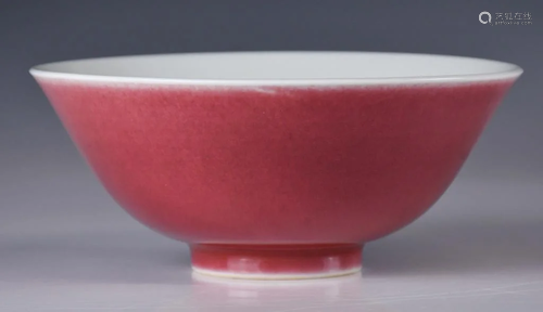 A Red Glazed Bowl, Yongzheng Mark