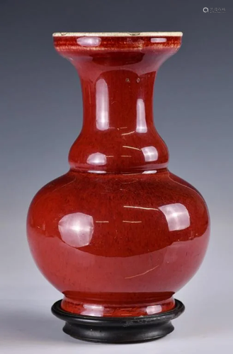 A Chinese Red Glazed Vase 18th C