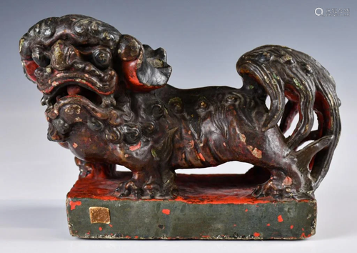 A Stone Carved Crouching Lion Ming