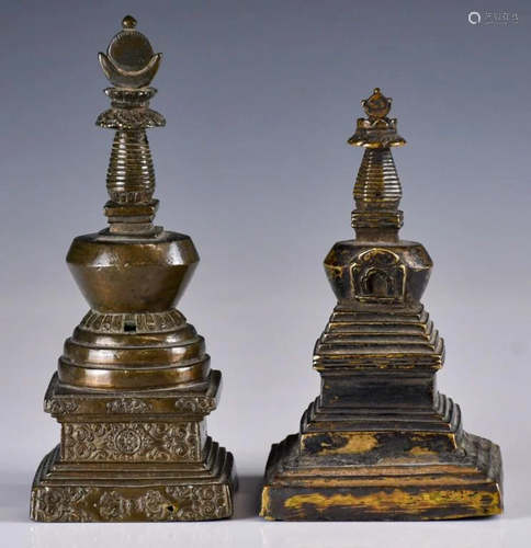 Two Bronze Stupas