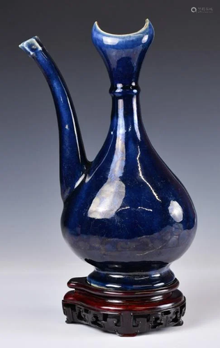 A Blue Glazed Ewer, Late Ming