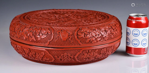 A Large Lacquer Carved Cover Box, Republican