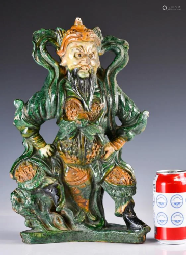 A Sancai Glaze Pottery Warrior, Ming