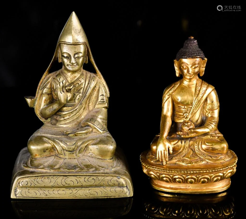 Two Small Gilt Bronze Buddhas