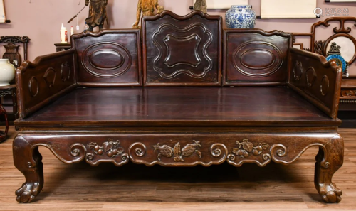 A Large Rosewood Daybed, 19thC