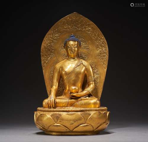 Qing Dynasty, Bronze Gilt Buddha Statue