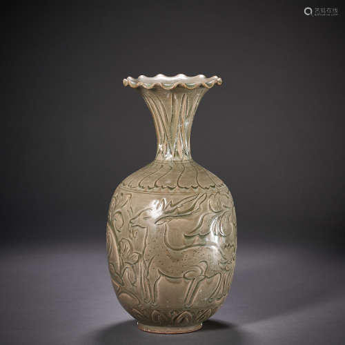 Song Dynasty,Yaozhou Kiln Flower Mouth Bottle