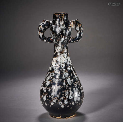 Song Dynasty, Jizhou Kiln Sprinkle Glaze Binaural Bottle