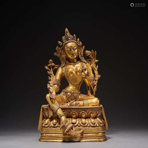 Qing Dynasty,Bronze Gilt Buddha Statue