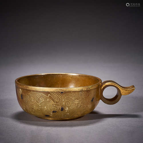 Han Dynasty,Gold-Traced Jade Bowl