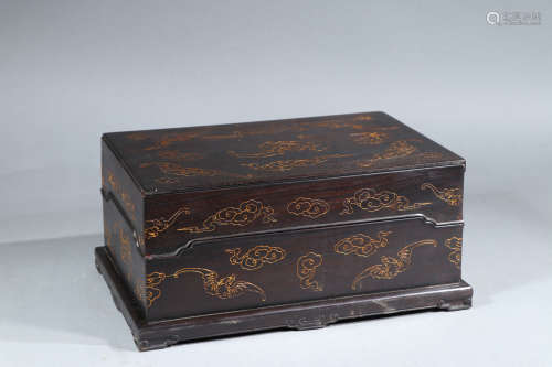 Red Sandalwood Bat Filled Gold Treasure Box