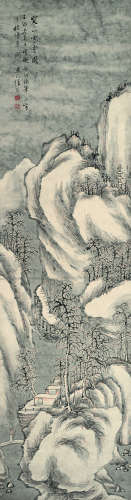 张宏 溪山雪景 纸本立轴