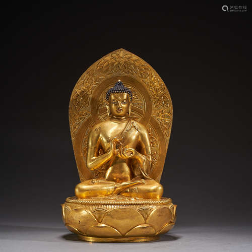 Qing Dynasty,Bronze Gilt Buddha Statue