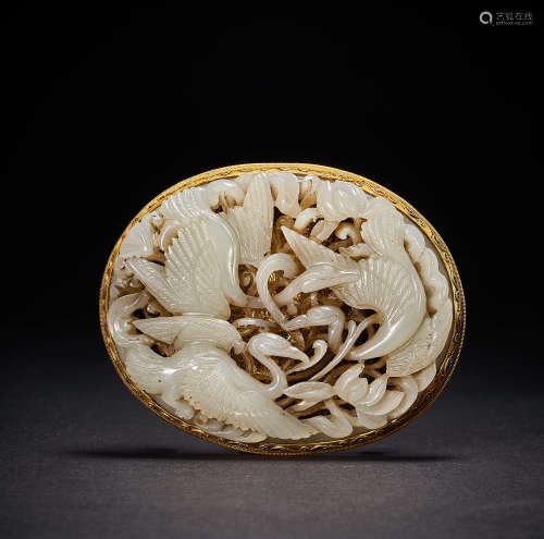 Song Dynasty, Gilt Inlaid Jade Belt Decoration