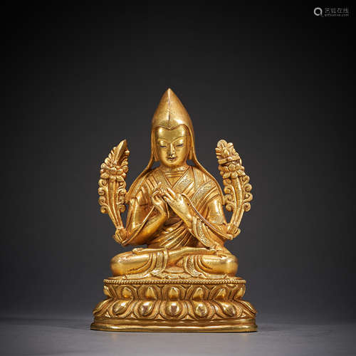 Qing Dynasty,Bronze Gilt Buddha Statue