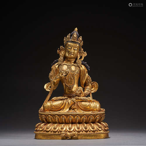 Qing Dynasty,Bronze Gilt Buddha Statue