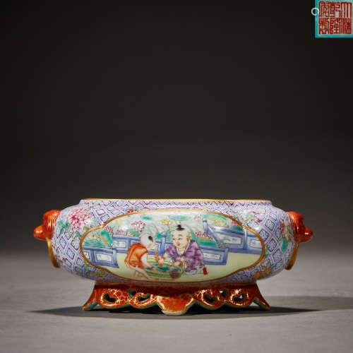 Qing Dynasty,Multicolored Characters Wash