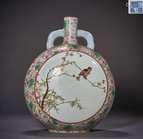 Qing Dynasty,Famille Rose Flat Pot