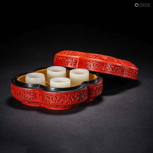 Qing Dynasty,Hetian Jade Thrum Ring (A Set)