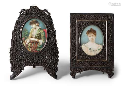 TWO INDIAN COMPANY SCHOOL FRAMED PORTRAIT MINIATURES* CIRCA ...