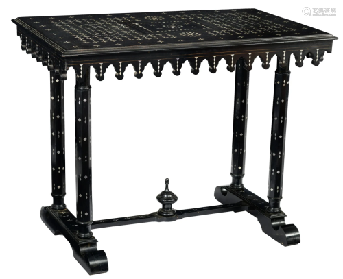 An Italian Moorish inspired ebony veneered table, late