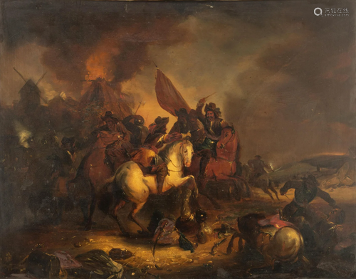 The heat of the battle, 19thC, 62 x 79 cmâ€¦