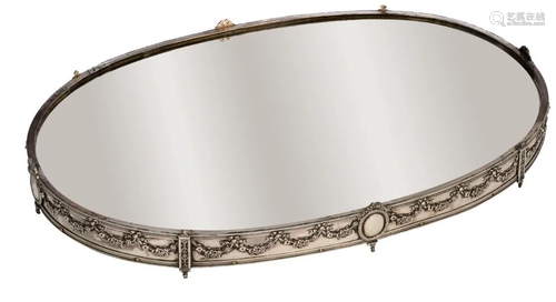 An oval French neoclassical silver-mounted