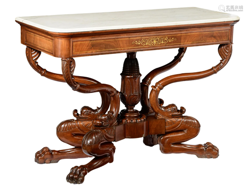 An exceptional Regency style mahogany console table, H