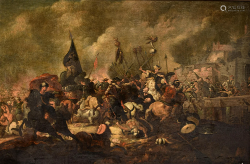 A battle scene of the Austrian-Hungarian army fighting