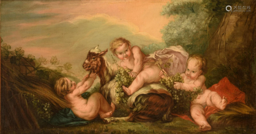 Bacchanalia with putti and a goat, 19thC, 53 x 98 cmâ€¦
