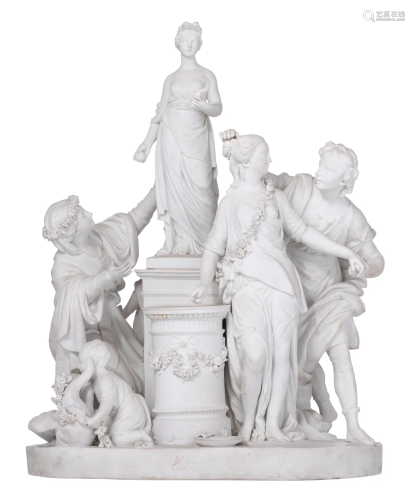 A fine SÃ¨vres biscuit group depicting the worship of