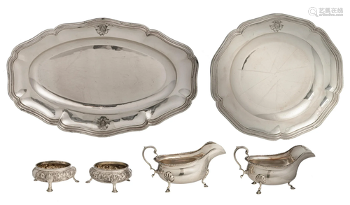 Various French and English silver tableware, total