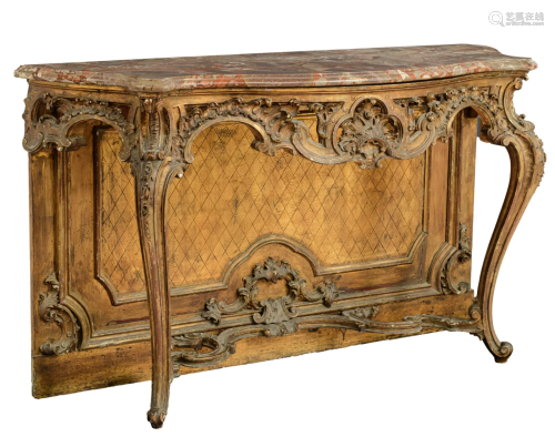 A richly sculpted and gilt wooden Louis XIV style