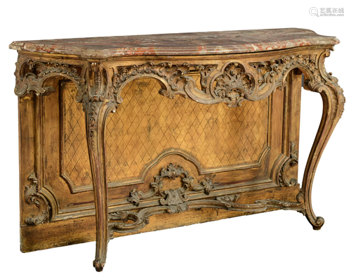 A richly sculpted and gilt wooden Louis XIV style