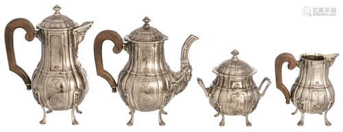 A four-part Belgian silver coffee and tea set, H 15 -