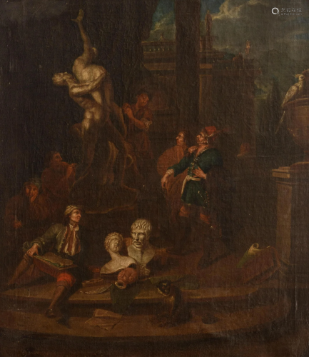 The visit to the sculptor's studio, 18thC, 60 x 69