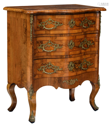 A German Rococo style chest of drawers, H 89 - W 76 -