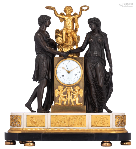 A very imposing French Neoclassical mantle clock, H