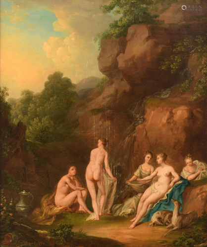 Jean Baptiste Achard, Diana bathing, dated 1720, 49 x