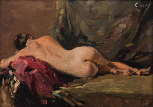 Reclining female nude, seen from the back, 1894, 25 x