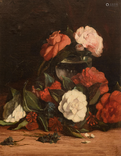 Indistinctly signed, a flower still life, 1884, 33 x